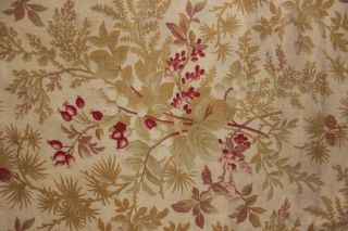 Fabric antique French floral printed cotton circa 1890 upholstery weight heavy 6