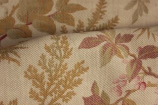 Fabric antique French floral printed cotton circa 1890 upholstery weight heavy 7