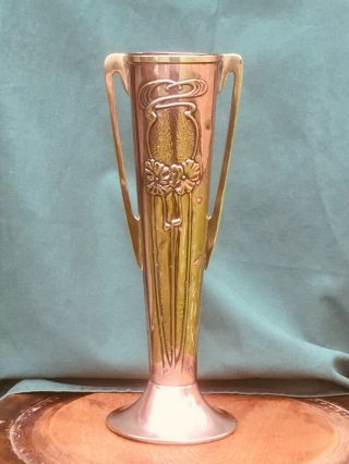 Art Nouveau Arts & Crafts Brass And Copper Vases,  Signed Beldray