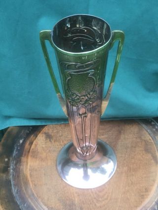 Art Nouveau Arts & Crafts Brass And Copper Vases,  signed Beldray 2