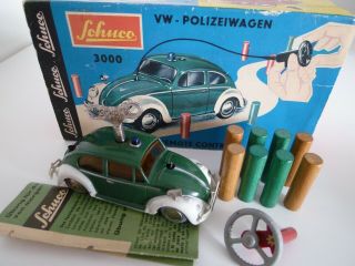 Vintage Schuco 3000 Vw Polizeiwagen Fernlenkung Remote Control Boxed 1960 