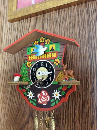 Vintage Mini Germany Cuckoo Clock Chalet This 1 has key & all its parts 2