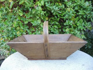 Vintage French Wooden Trug Garden Basket (229)
