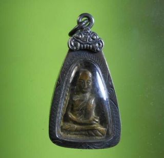 Real Rare Lp Ngern Thai Mini Buddha Amulet Lucky Money