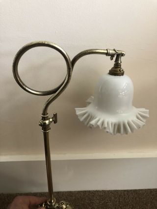 Antique Victorian Brass Gas Wall / Ceiling Light With Glass Shade Converted 2