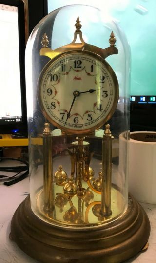 German Kundo Kieninger Obergfell 400 Day Anniversary Mantle Windup Clock Runs