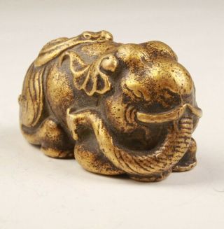 UNIQUE CHINESE BRASS STATUE ELEPHANT MODEL MASCOT HOME DECORATION GIFT COLLECT 2
