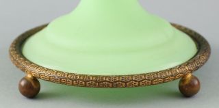 Antique 19thC French Green Opaline Glass w/Gilt Bronze Mount Tazza Compote 6
