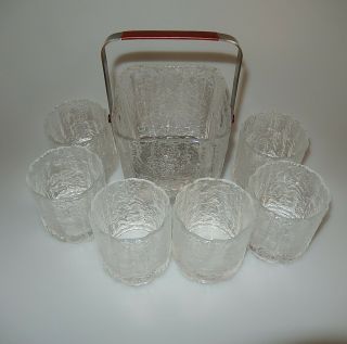 Hoya Glacier Ice Bucket And 6 Glasses Mid Century