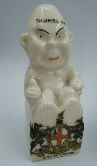 A Ww1 Era.  ? Carlton Ware Crested Ware " Thumbs Up " Good Luck Advertising Figure