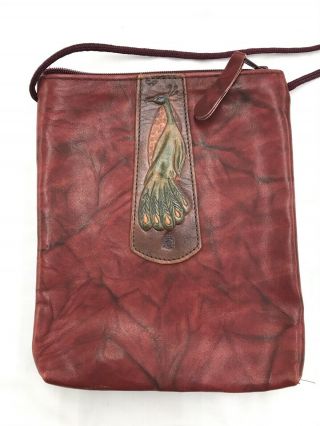 Arts & Crafts Leather Ladies Purse Handmade By Roycroft Artisans With Peacock