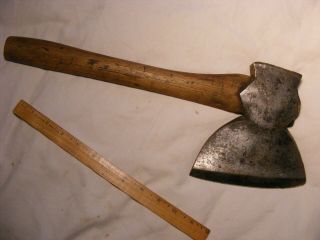 Marked (??) Barto,  Rochester (n?) 1882 Hewing Axe Or Hatchet,  With Handle