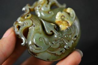Exquisite Chinese Old Jade Carved Beast Lucky Statue H83 2