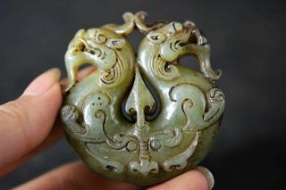 Exquisite Chinese Old Jade Carved Beast Lucky Statue H83 4