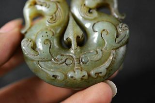 Exquisite Chinese Old Jade Carved Beast Lucky Statue H83 5
