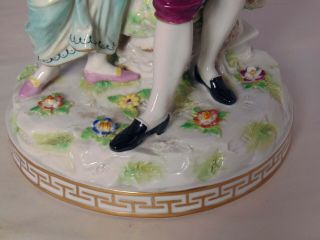 Large Continental German Dresden Porcelain Figure Group Courting Dancing Couple 3