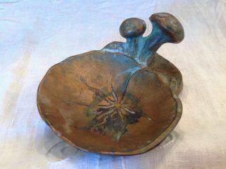 Vintage Mcclelland Barclay Art Nouveau Bronze Lotus Mushrooms Dish