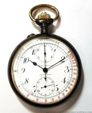 Doctors Chronograph Girard Perregaux Pulsations Enamel Dial Pocket Watch To Fix