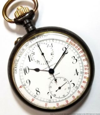 Doctors Chronograph Girard Perregaux Pulsations Enamel Dial Pocket Watch To Fix 3