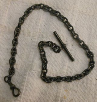 Great Antique Blued Steel Watch Chain