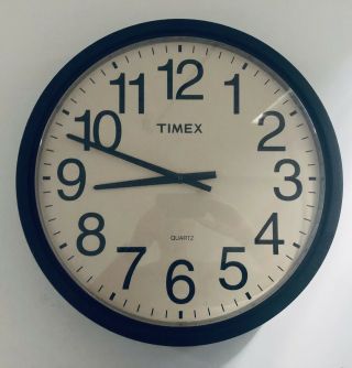 Timex Vintage Mid Century Modern Wall Clock 14” Round Keeping Time