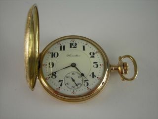 Antique 16s Hamilton 993 Gold Filled Hunter Case 21 Jewels Pocket Watch.  1919