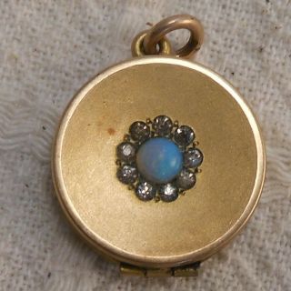 Great Antique Victorian Gold Filled Locket With Opal