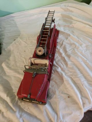 Vintage Hubley Fire Truck Cast Iron 520 Rubber Wheels Red 16 " Toy