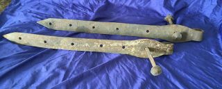 Rp2787 Antique Hand Forged Wrought Iron Door Gate Strap Hinges Pair Blacksmith