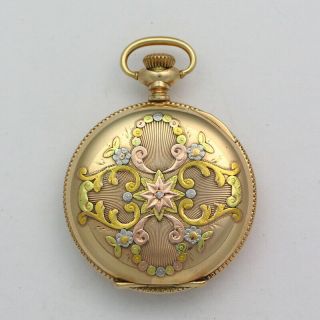 Antique 14k Gold Filled Multi Color 42mm Hunting Case 6s Elgin 216 Pocket Watch