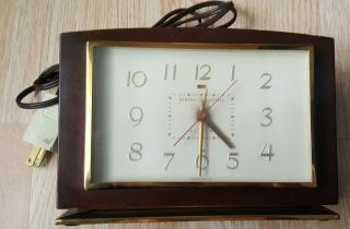 Vintage Ge General Electric Telechron Wooden Alarm Clock Model 7ha188