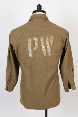 Vintage Wwii Pow Prisoner Of War Uniform Wool Shirt Usa Mens Size Medium