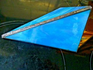 ART DECO TURQUOISE LEADED GLASS MIRROR BACK WALL POCKET 7