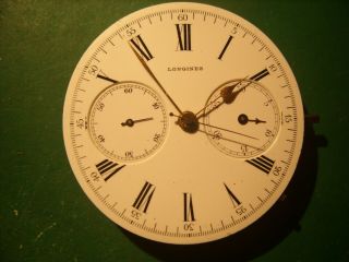 Longines Chronograph Pocket Watch Movement And Enameld Dial,
