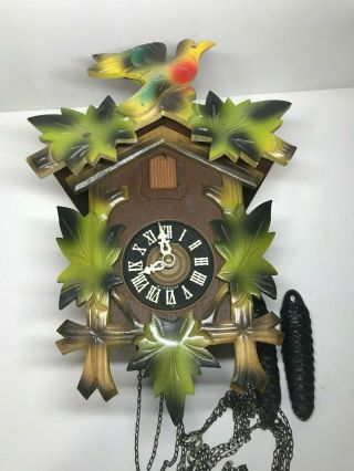 Vintage Black Forest Cuckoo Clock West Germany Pendulum Missing Parts Repair