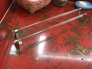 2 - 18” Vintage Glass Towell Bars With Metal Brackets