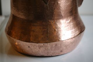 Antique Vintage Hammered Copper Cauldron Firewood Stockpot D11.  4inch 3.  5g /7.  7lb 5
