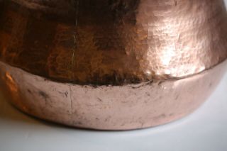 Antique Vintage Hammered Copper Cauldron Firewood Stockpot D11.  4inch 3.  5g /7.  7lb 7