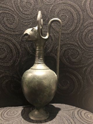 Ancient Antique Islamic Greek Roman Bronze Griffin Ewer Pitcher Vase