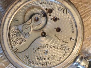 18 Size South Bend Coin Silver Pocket Watch 5