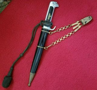 Italian Fascist Mvsn Leader Dagger W/chain Hanger And Portapee