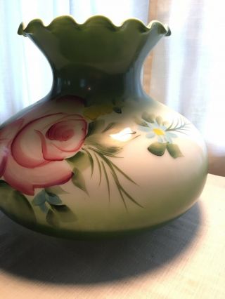 Rare Gone With The Wind Rose Parlor Oil Lamp Top - Gorgeous 3