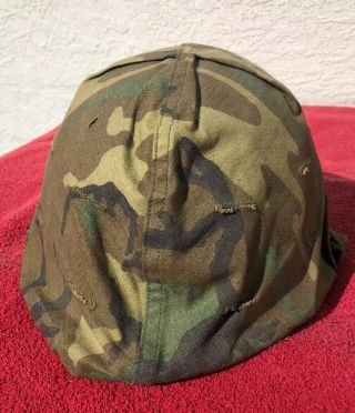 Vintage Military Helmet With Camouflage Cover