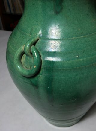 Vtg Arts & Crafts Vase North Carolina/NC Cole era Ring Handled Art Pottery Green 7