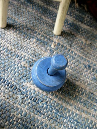 Antique Wood Butter Pat Press Blue Milk Paint Bluebird Imprint 3