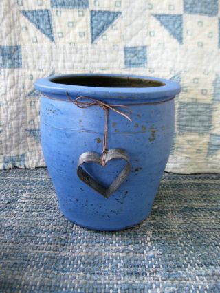 Antique Wood Butter Pat Press Blue Milk Paint Bluebird Imprint 6