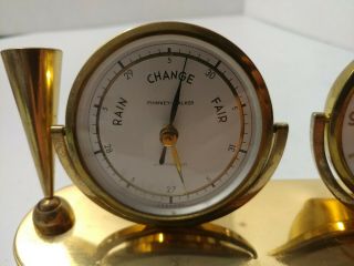 Vtg Phinney - Walker alarm clock & barometer desk pen holder Germany no pens 2