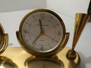 Vtg Phinney - Walker alarm clock & barometer desk pen holder Germany no pens 3