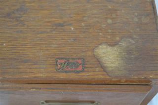 file box 1 drawer tiger oak wood library index card vintage 2