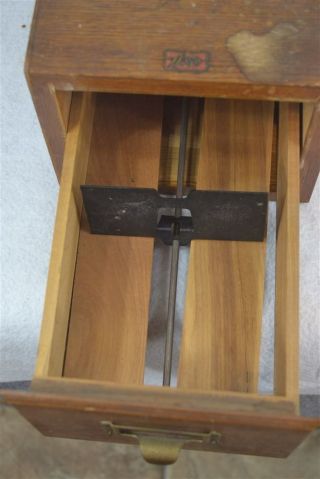 file box 1 drawer tiger oak wood library index card vintage 4
